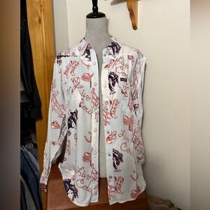 Wrangler Retro Country Printed Button-Up Shirt - Pale blue/Mauve
